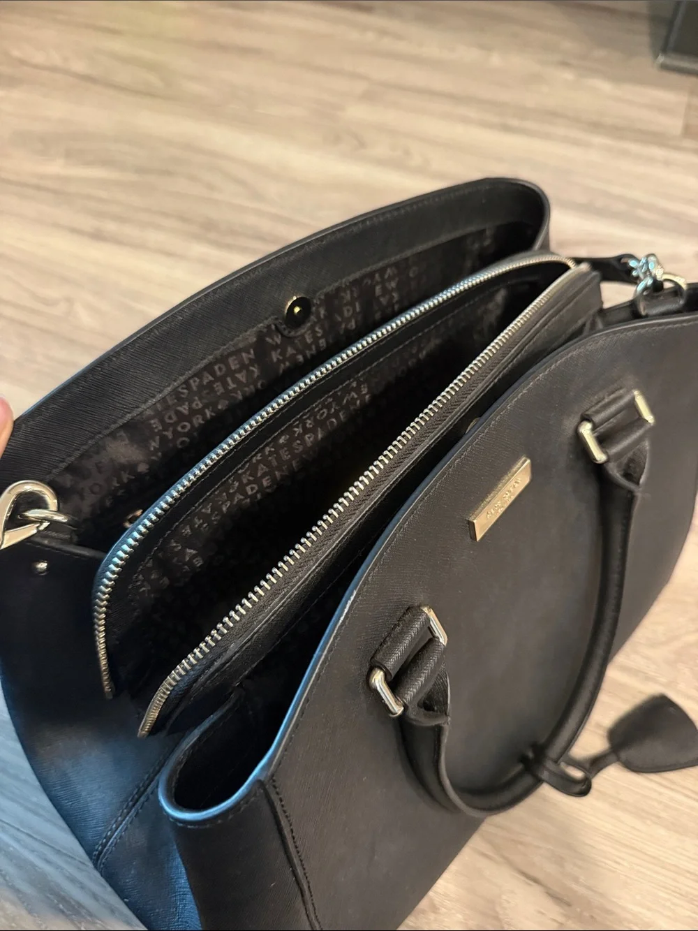kate spade Black Saffiano Satchel with Gold Hardware